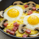 Revuelto de champiñones y jamón