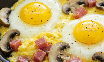 Revuelto de champiñones y jamón