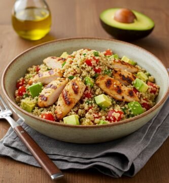 Ensalada de quinoa con pollo y aguacate