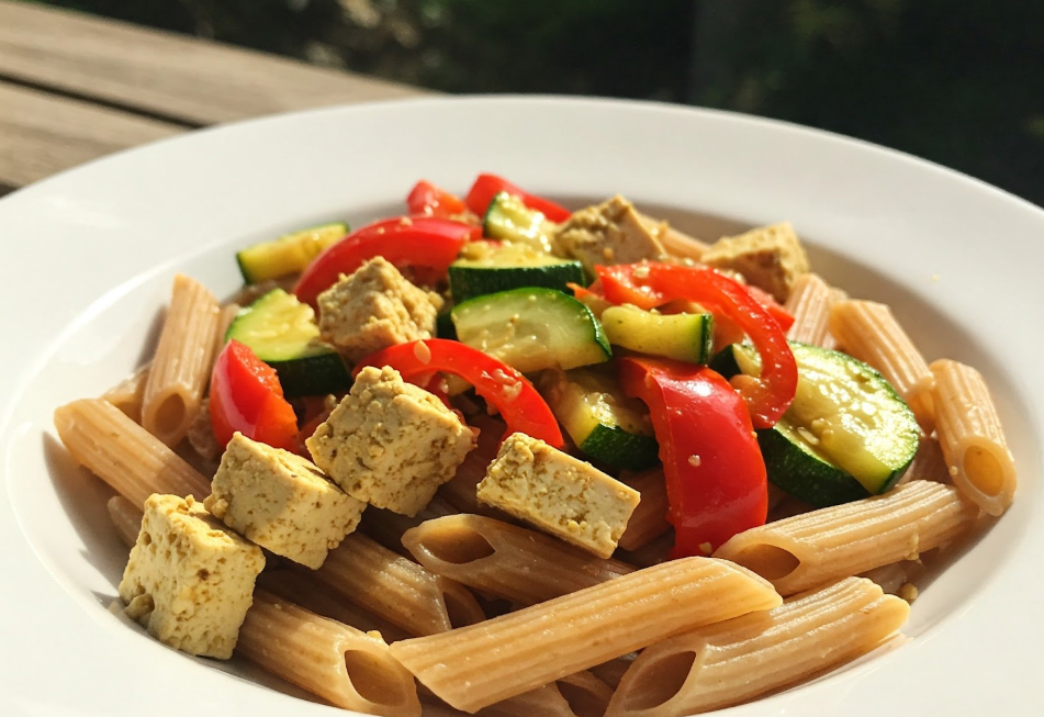 Pasta Integral con Verduras y Tofu