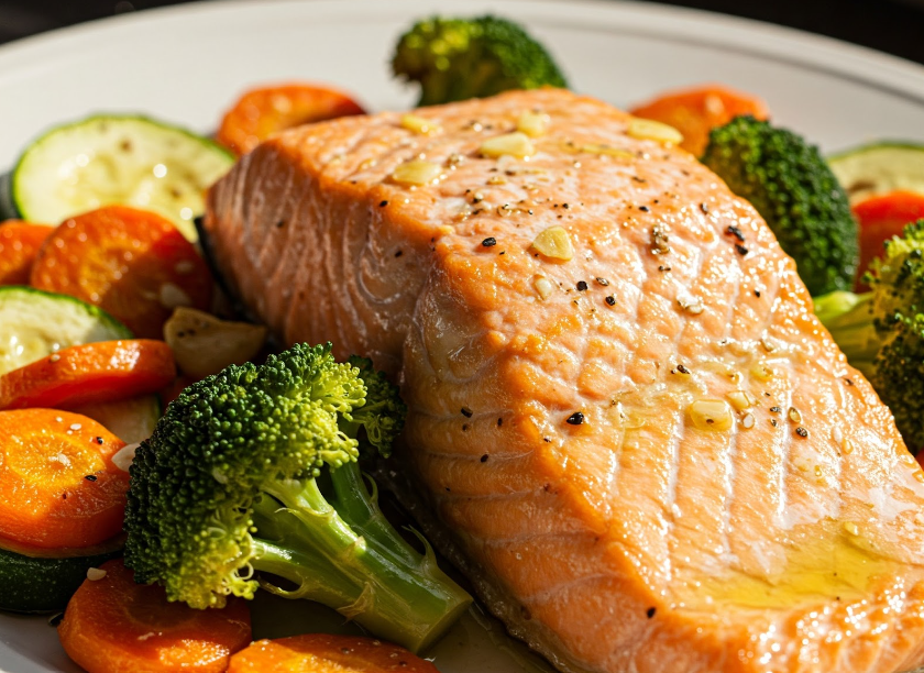Salmón al Horno con Verduras Asadas